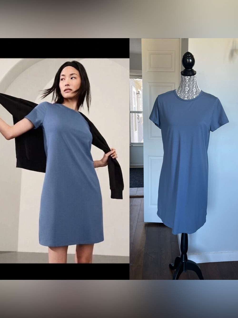 NWT Large NWT Athleta Essential T-Shirt Robe Dress. Super Soft. Blue